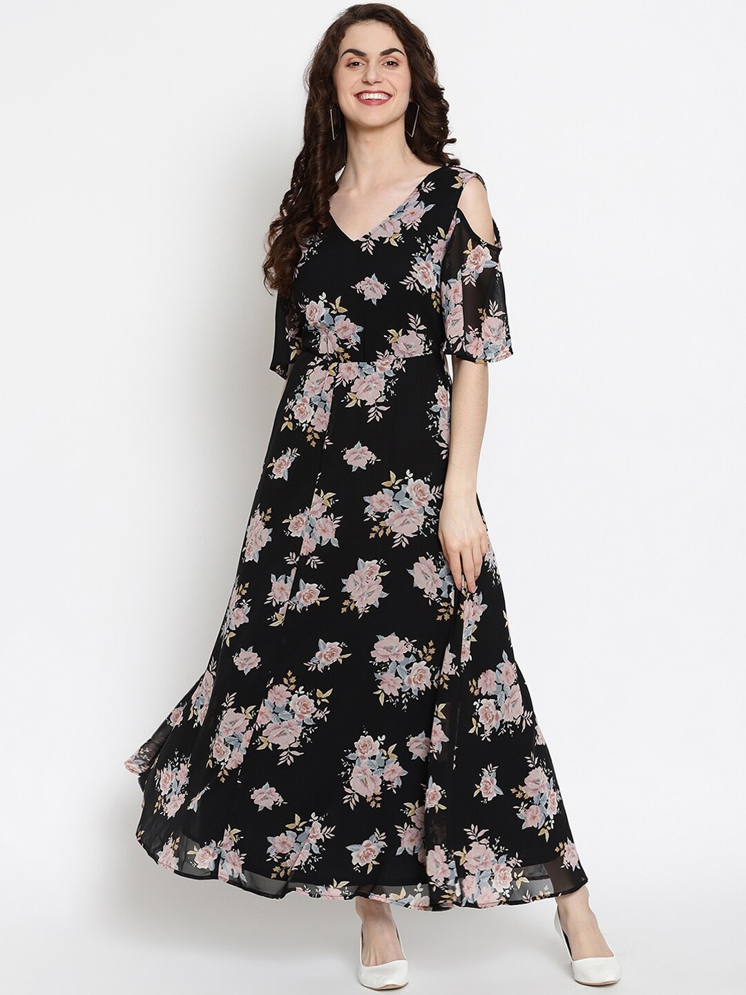 

The Vanca Women Black Printed Maxi Dress