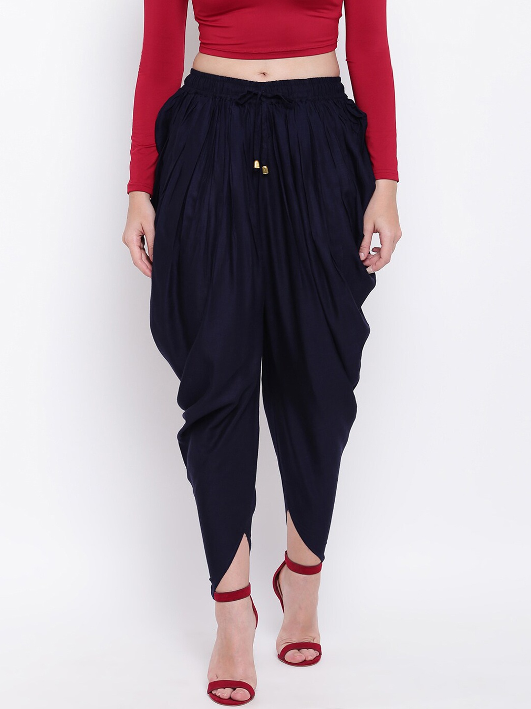 

RIVI Women Navy Blue Solid Dhoti Pants