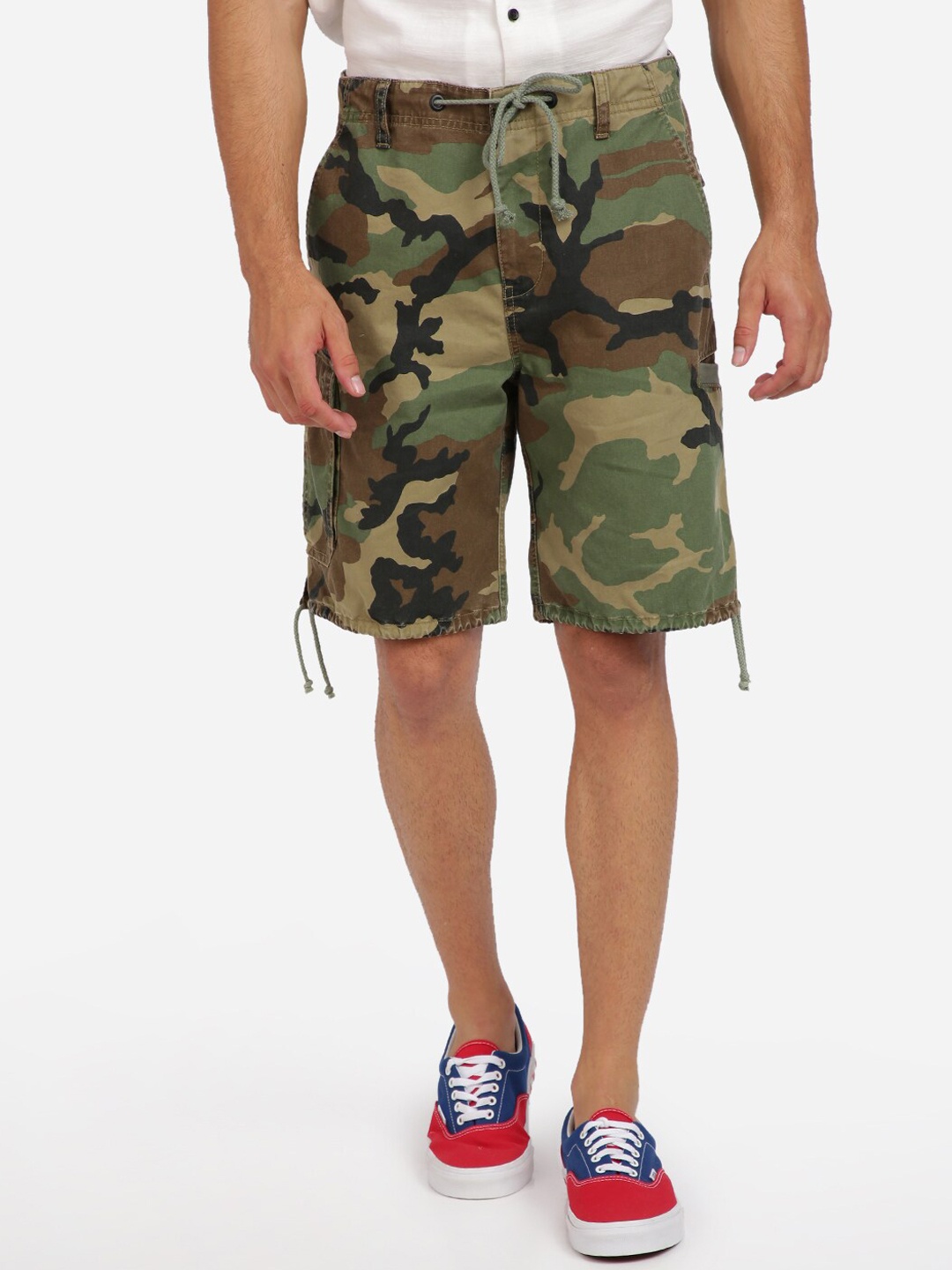 

Breakbounce Men Olive Green Printed Loose Fit Regular Shorts