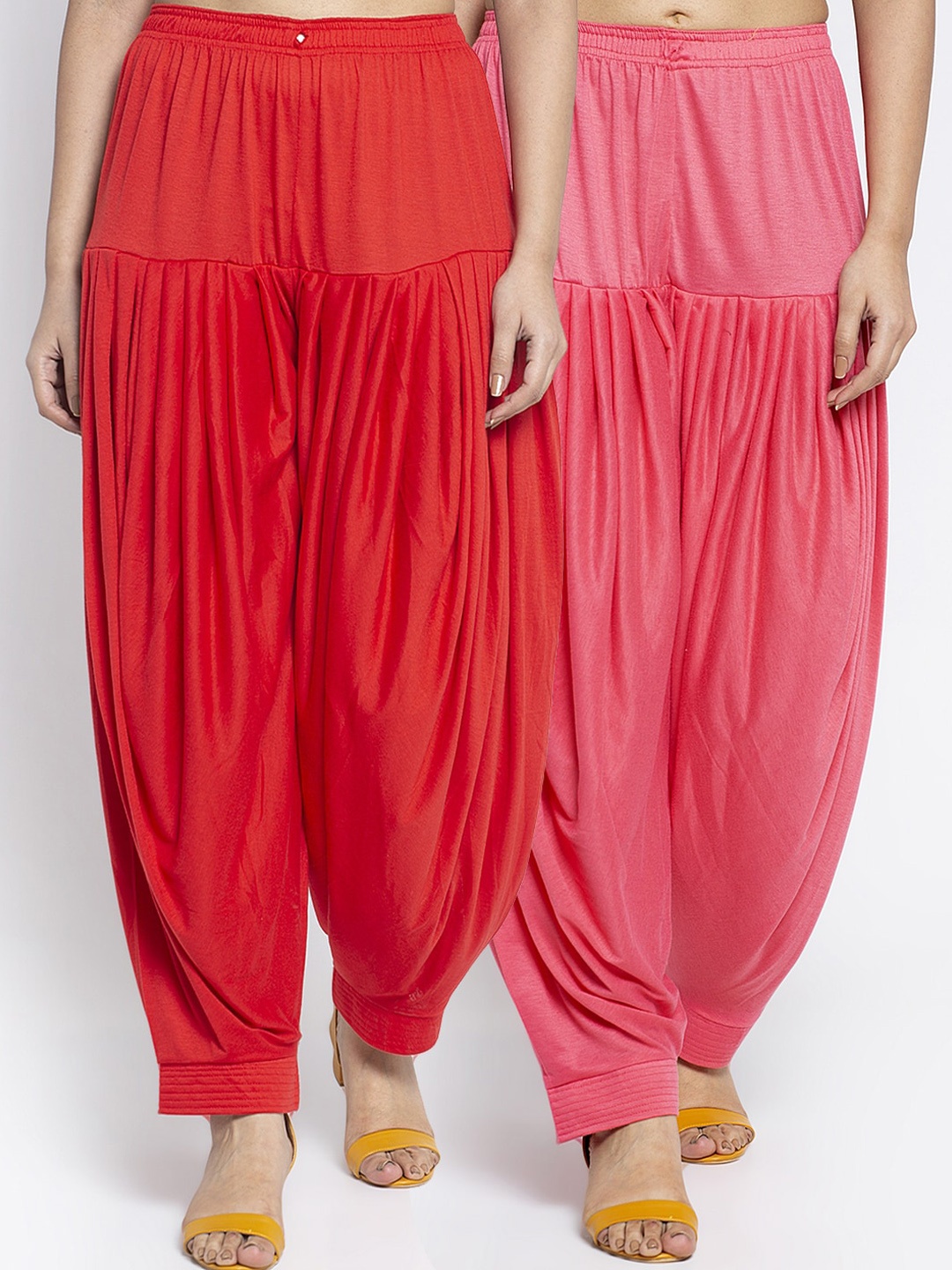 

GRACIT Women Pack Of 2 Solid Loose-Fit Patialas, Red