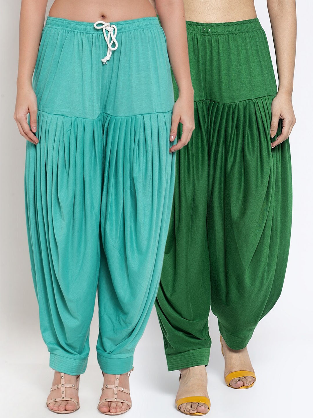 

GRACIT Women Pack Of 2 Solid Loose-Fit Patialas, Green