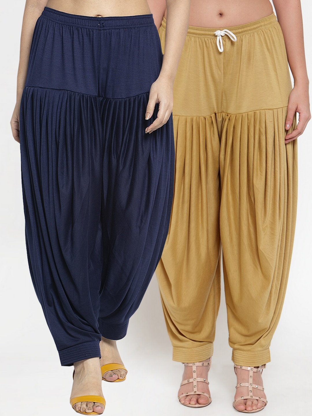 

GRACIT Women Pack Of 2 Solid Loose-Fit Patialas, Beige