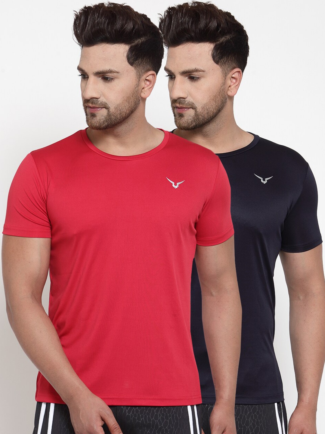 Invincible Pack Of 2 Men Basic TShirt, Navy blue