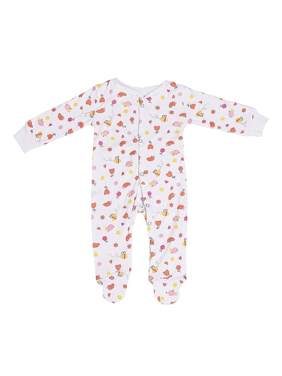 

Moms Home Baby White & Orange Printed Organic Cotton Sustainable Rompers
