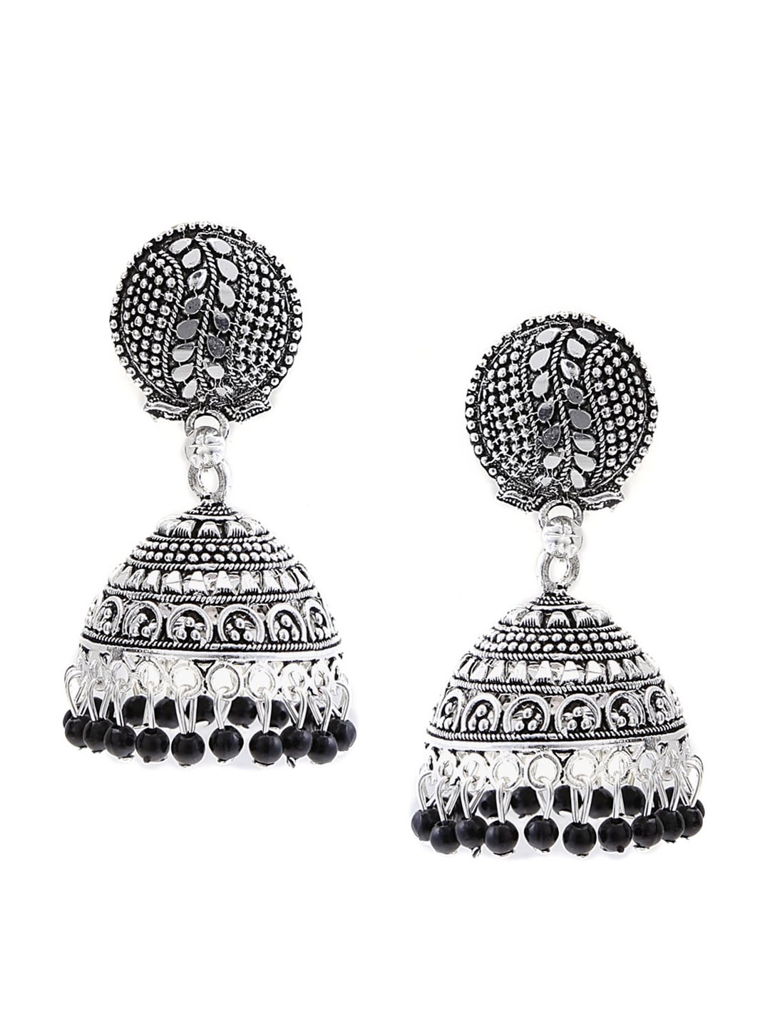 

SATCHEL Silver-Toned Contemporary Jhumkas