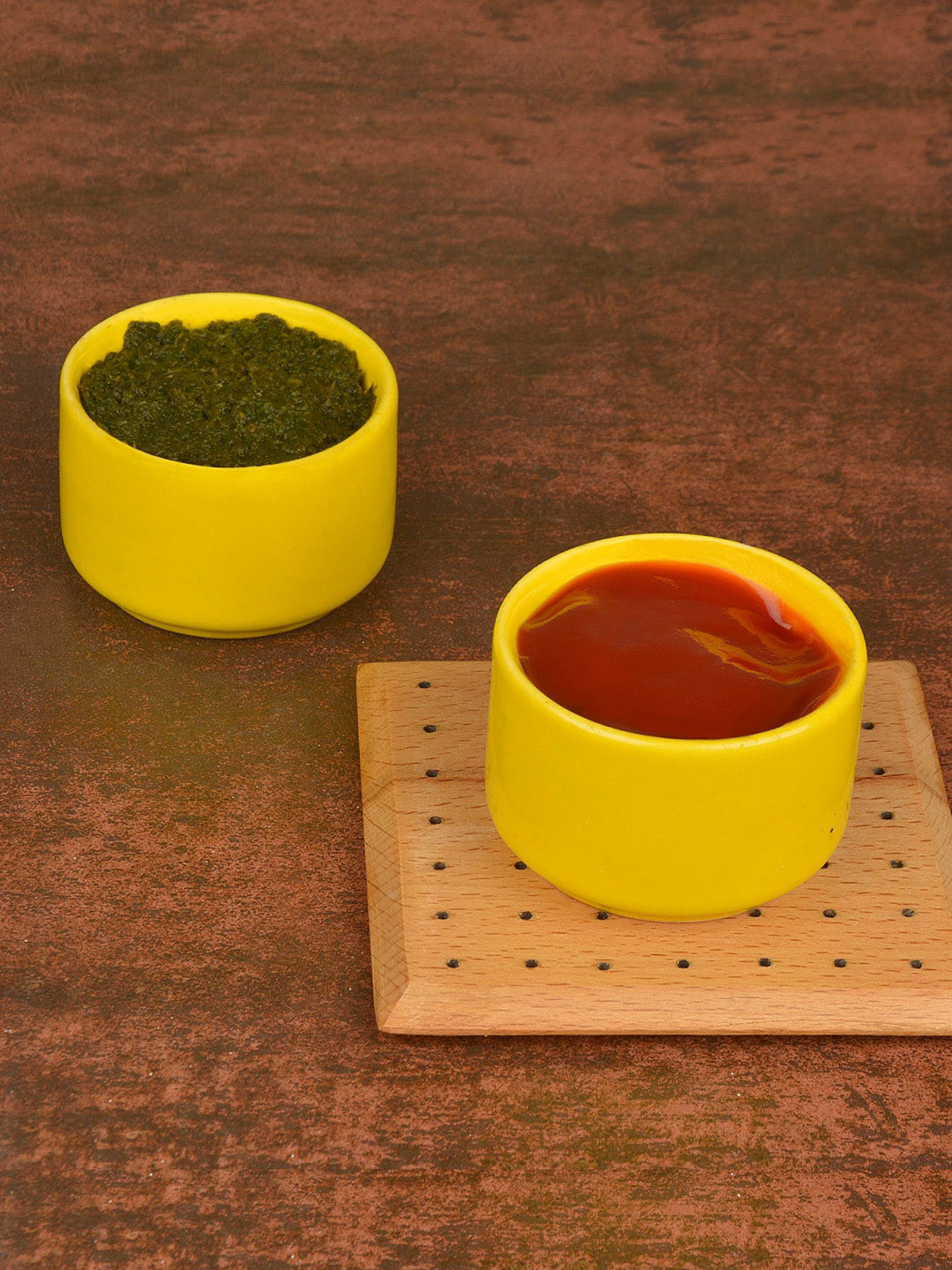 

StyleMyWay Set Of 2 Yellow Solid Ceramic Dip Bowls