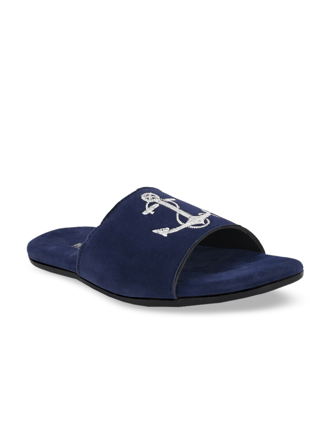 Big Fox Men Navy Blue Embellished Sliders