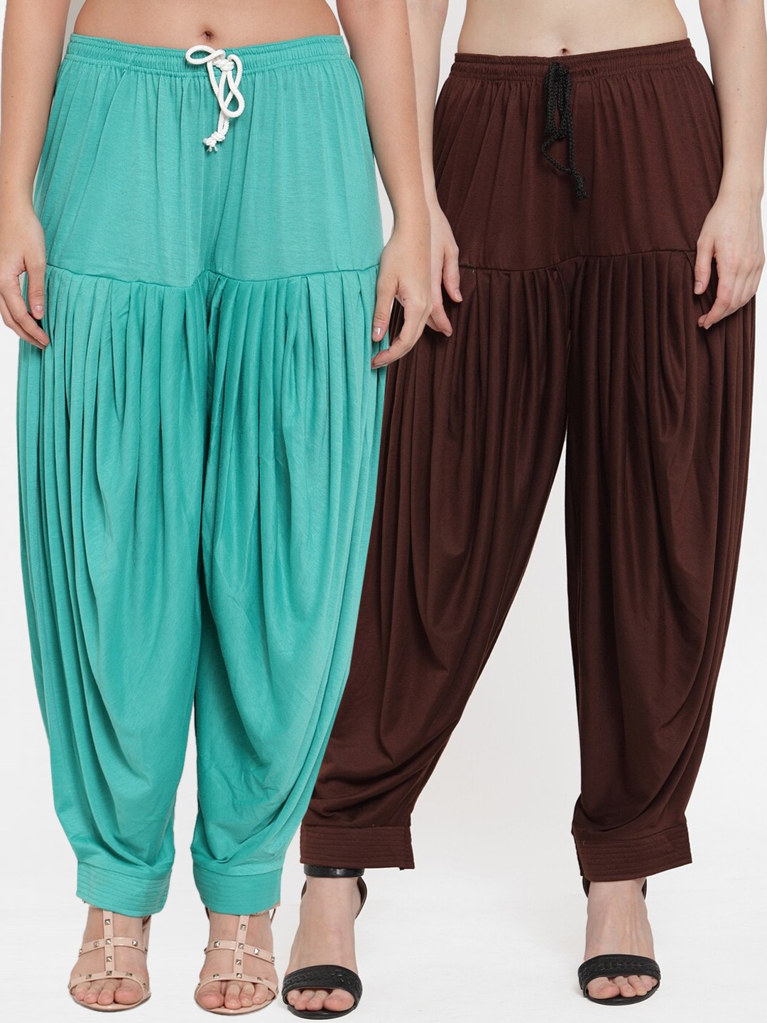

GRACIT Women Pack Of 2 Solid Patialas, Brown