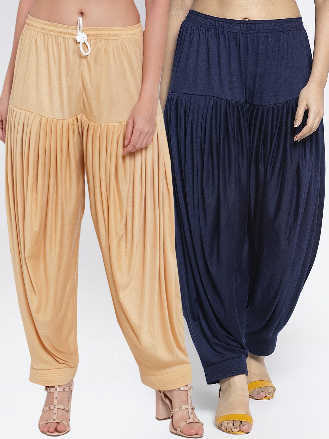 

GRACIT Women Pack Of 2 Solid Loose-Fit Patialas, Navy blue