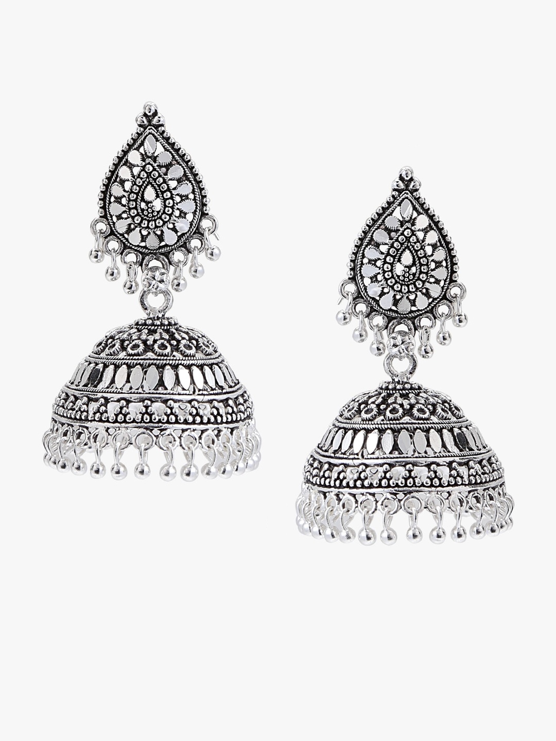 

SATCHEL Silver-Toned Dome Shaped Jhumkas