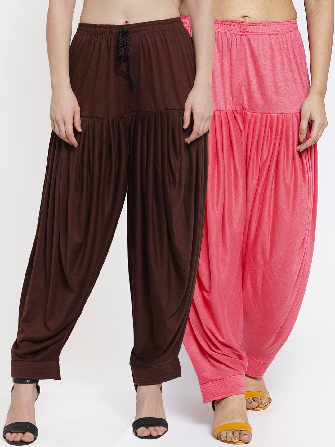 

GRACIT Women Pack Of 2 Solid Loose-Fit Patialas, Brown