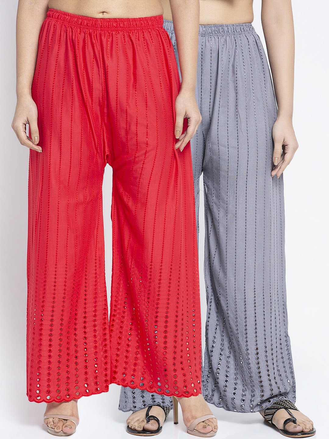 

GRACIT Women Red Solid Flared Palazzos