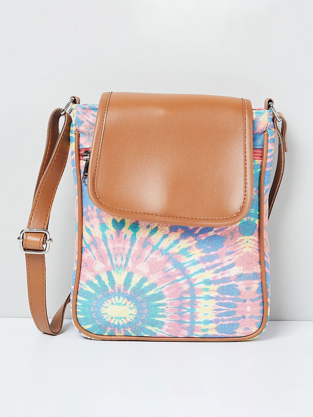 

max Brown & Pink Printed Sling Bag