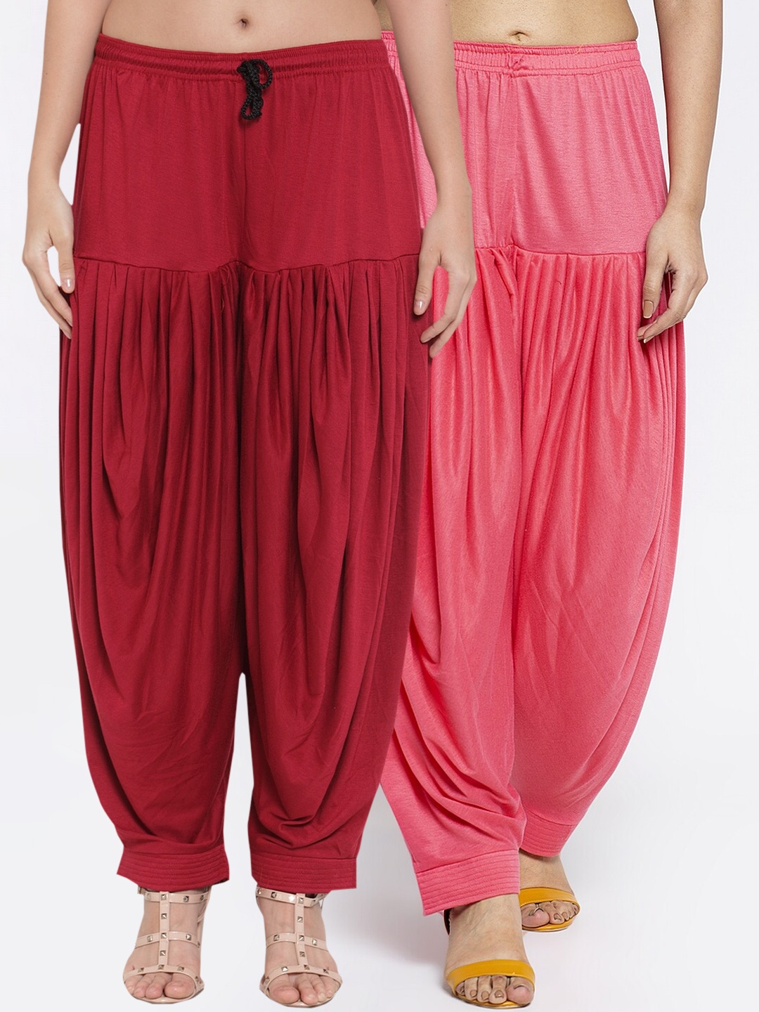 

GRACIT Women Pack Of 2 Solid Loose-Fit Patialas, Maroon