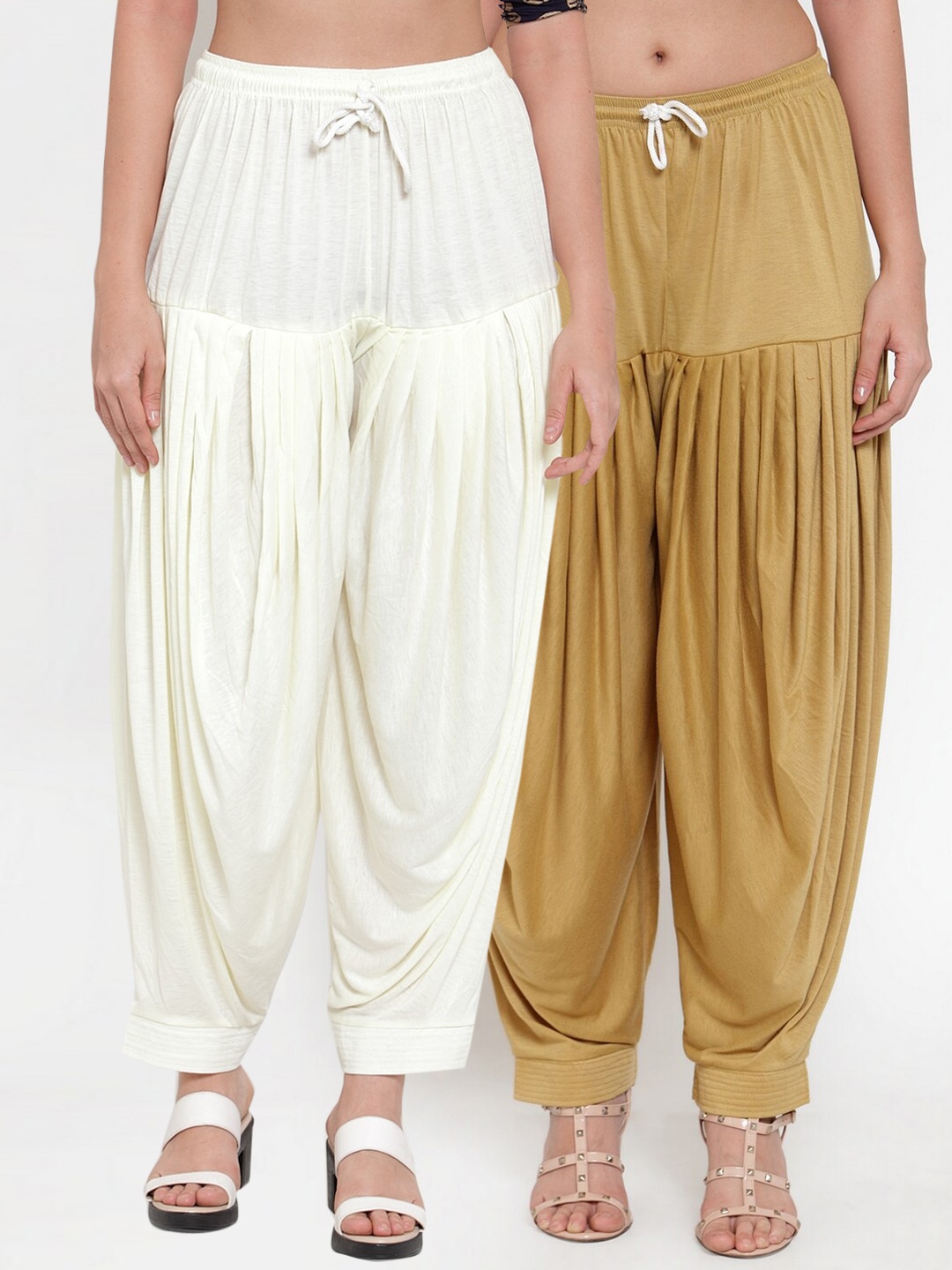 

GRACIT Women Pack Of 2 Solid Loose-Fit Patialas, Beige