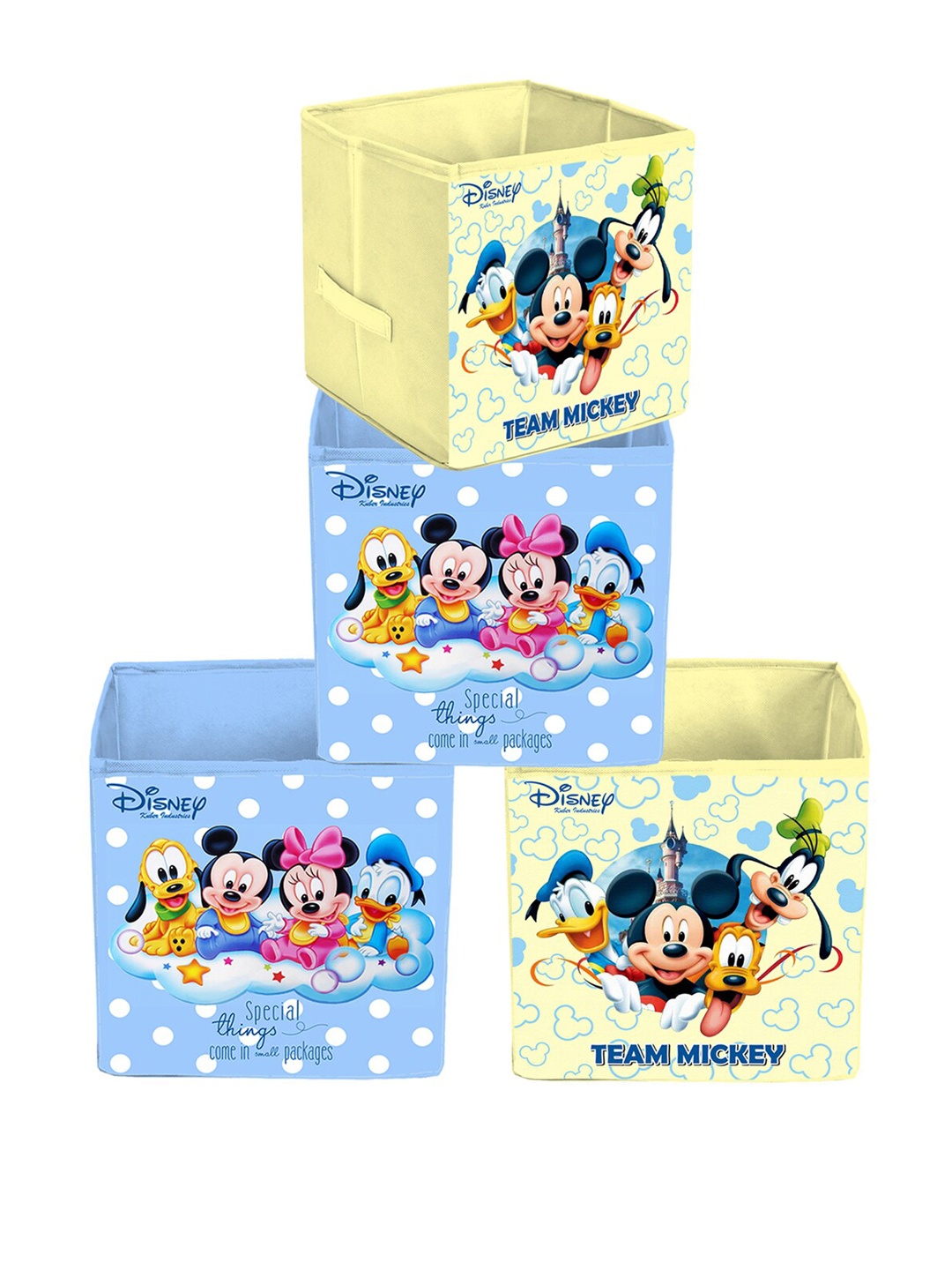 

Kuber Industries Set of 4 Printed Foldable Storage Cubes With Handle, Blue