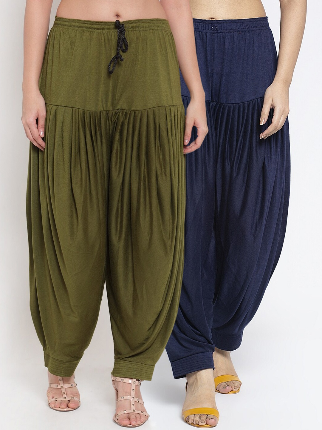 

GRACIT Women Pack Of 2 Solid Loose-Fit Patialas, Navy blue