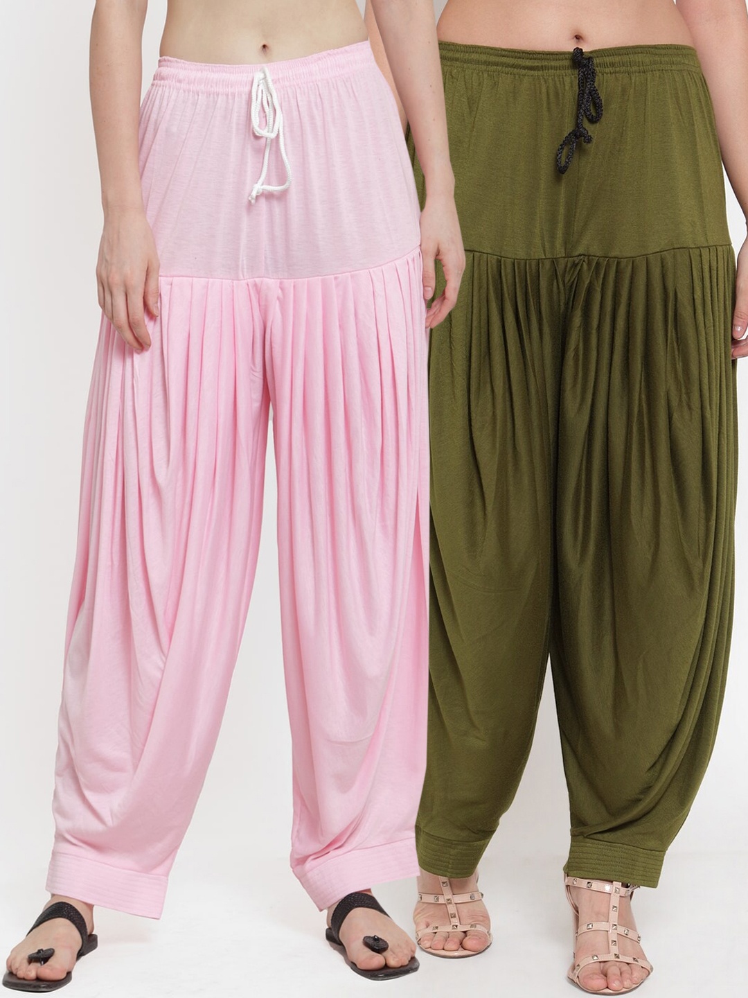 

GRACIT Women Pack Of 2 Solid Loose-Fit Patialas, Pink