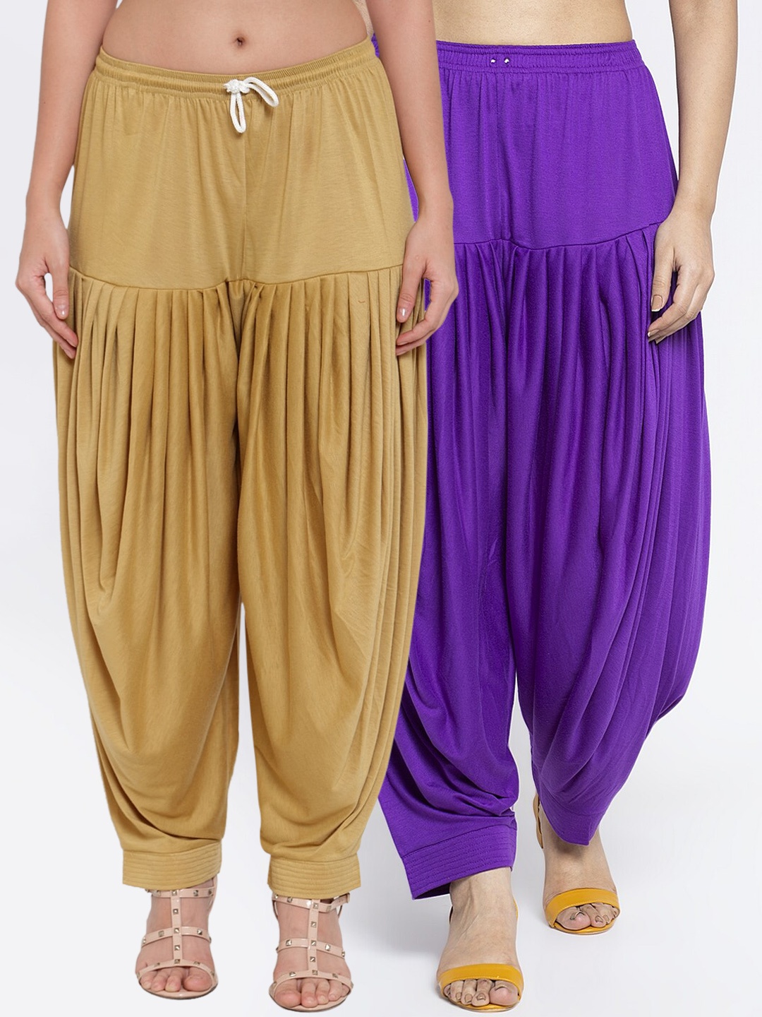 

GRACIT Women Pack Of 2 Solid Loose-Fit Patialas, Beige