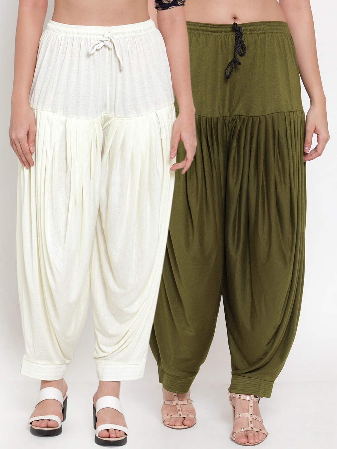 

GRACIT Women Pack Of 2 Solid Loose-Fit Patialas, Off white