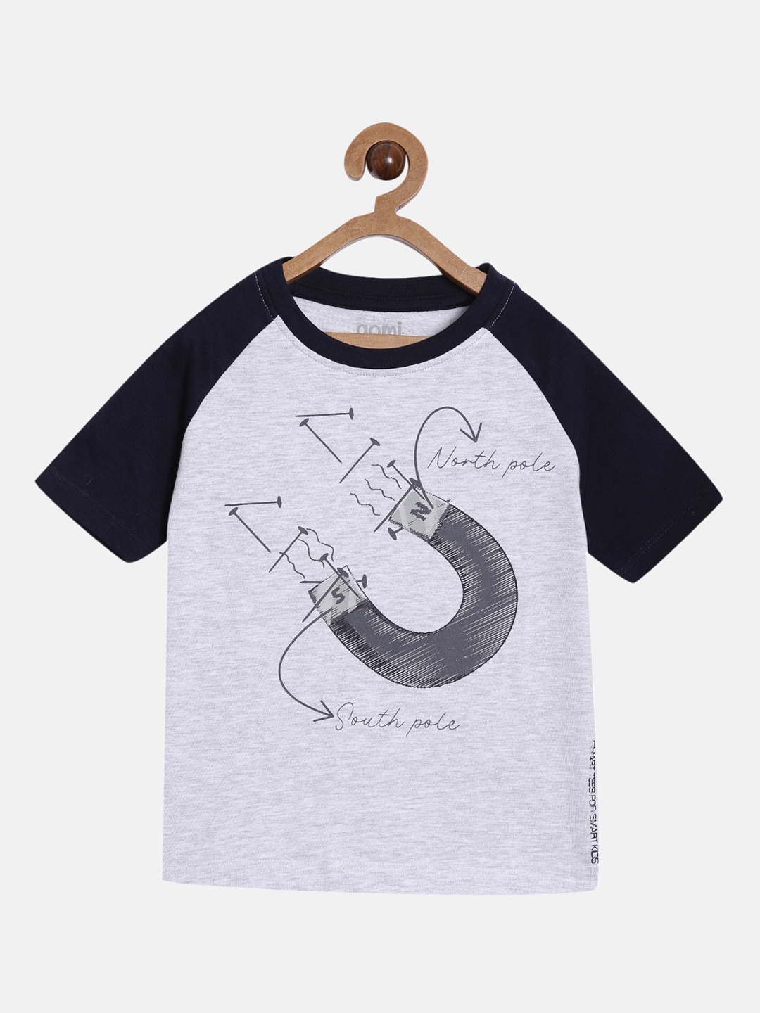 

Aomi Boys Grey Melange Printed Round Neck T-shirt