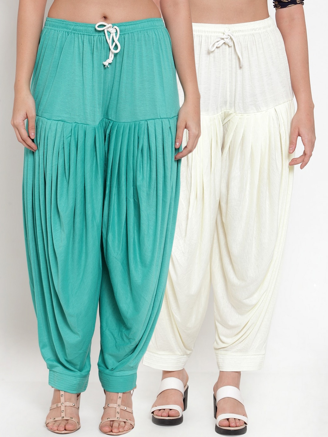 

GRACIT Women Pack Of 2 Solid Loose-Fit Patialas, Sea green