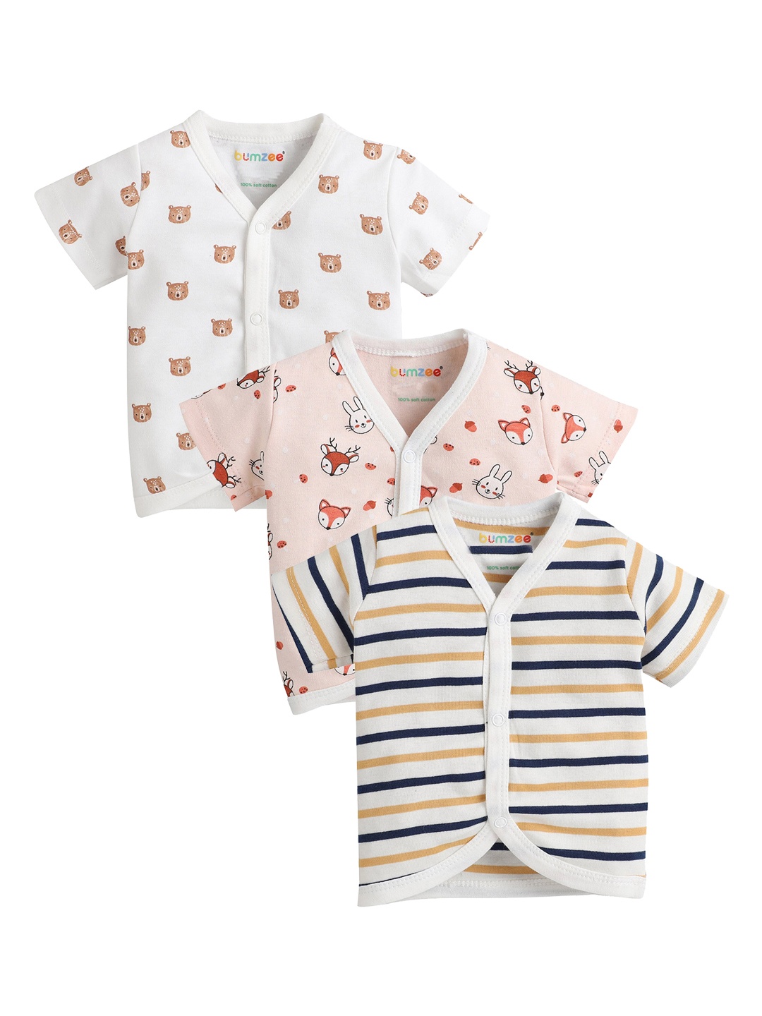 

BUMZEE Infant Pack Of 3 Jhablas, White