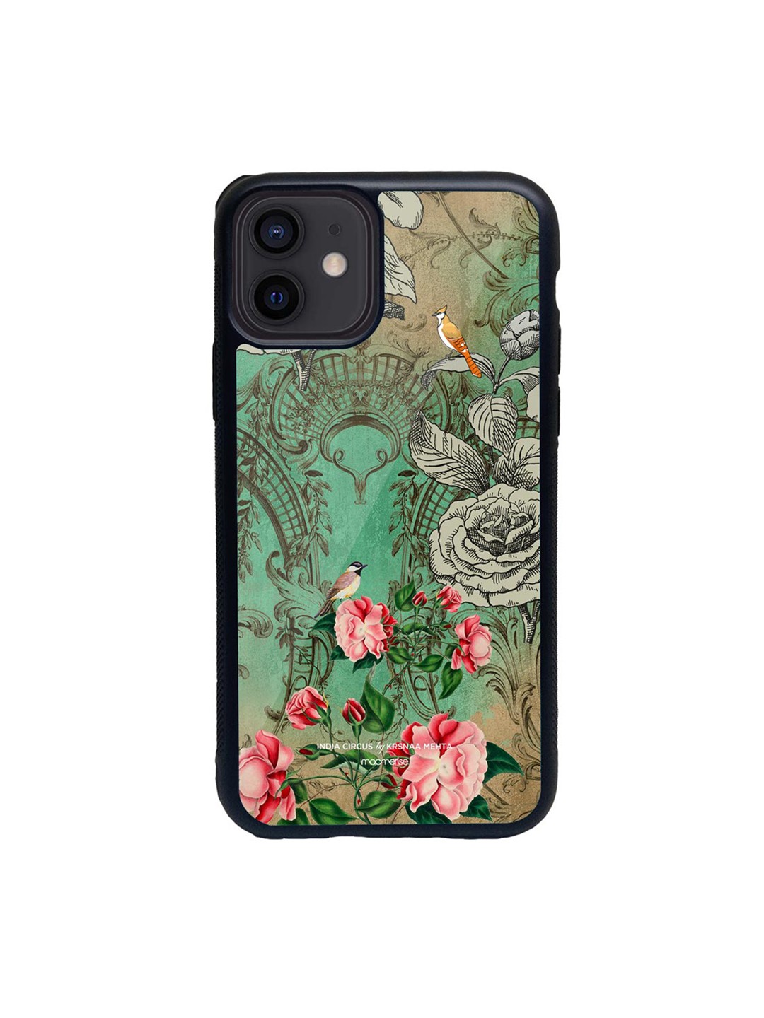 

macmerise Black & Green Bird gaze Glass iPhone 12 Phone Case