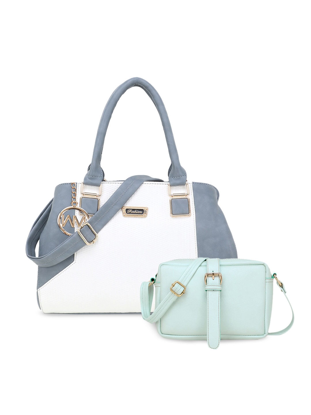 

WOMEN MARKS Grey & White Colourblocked Tote Bag