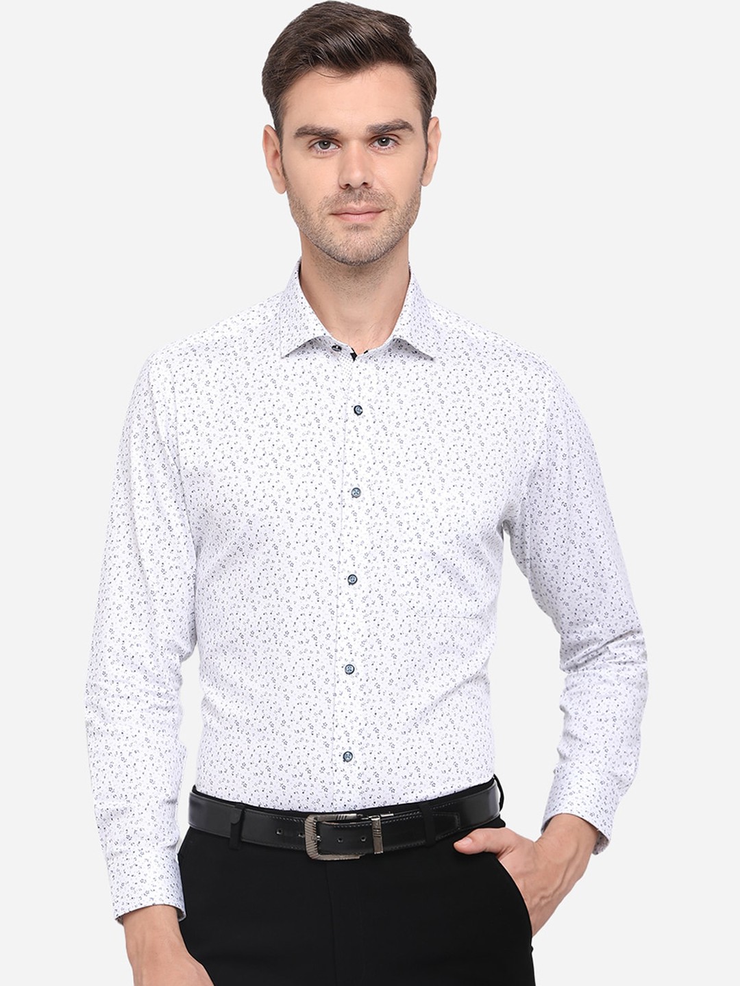 

Greenfibre Men White Slim Fit Printed Casual Shirt