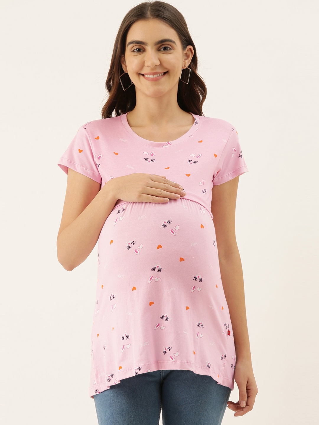 

GOLDSTROMS Women Pink Printed Maternity Nursing Tunic