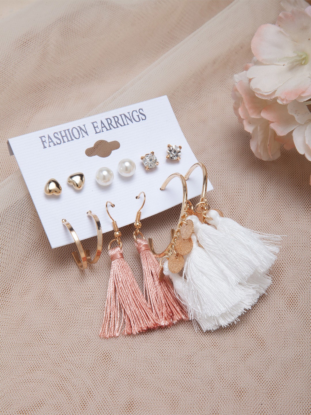 

Shining Diva Fashion Set of 6 Gold-Toned Contemporary Earrings
