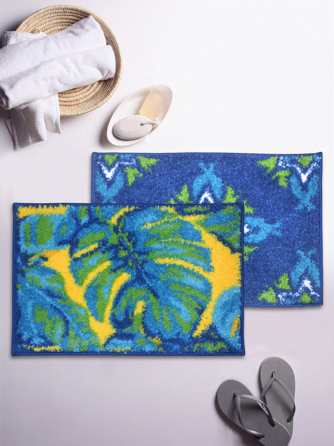 

BIANCA Soft-Cotton Bath Mat With Rubber Back -2pc Small (super dry), Blue