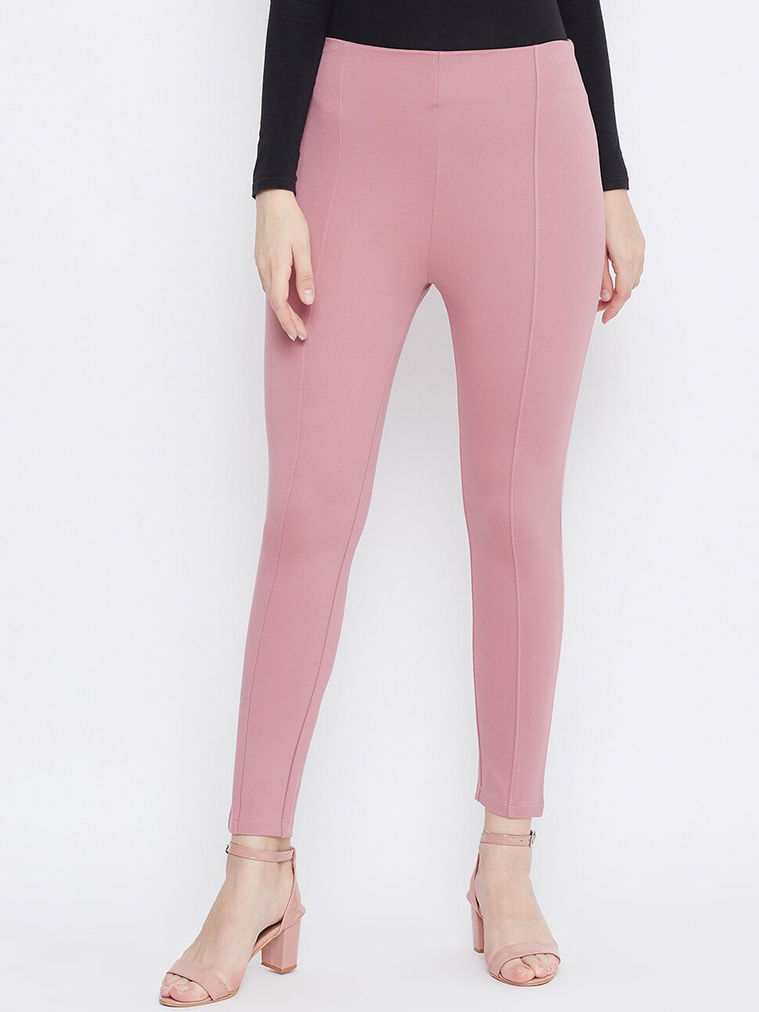 

Clora Creation Women Pink Solid Woven Treggings