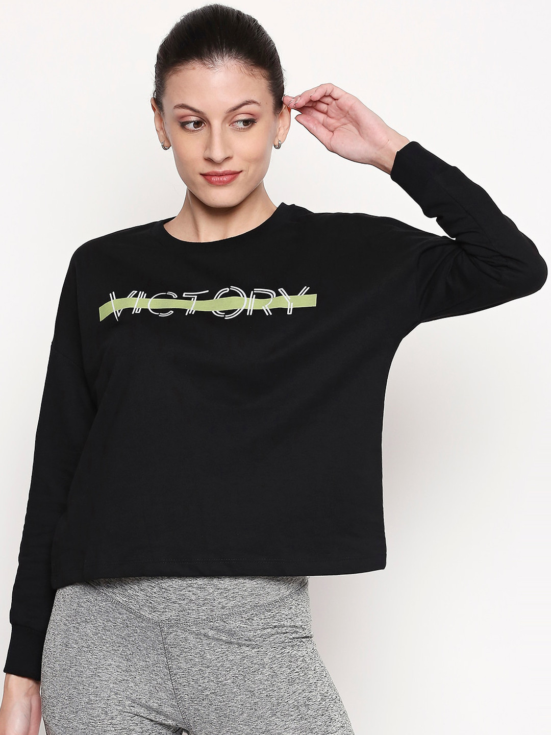

Ajile by Pantaloons Women Black Solid Sweatshirt