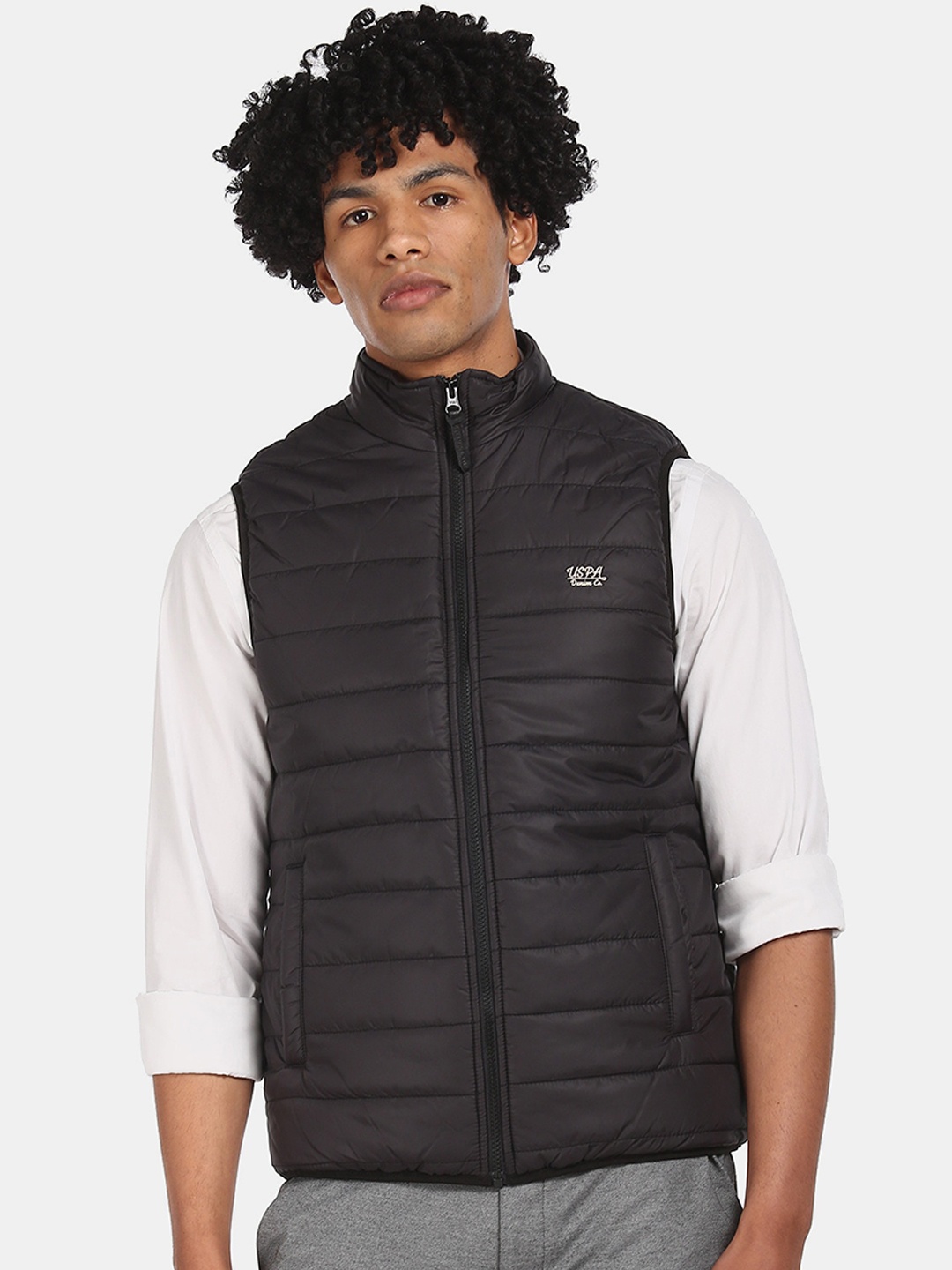 

U.S. Polo Assn. Men Black Printed Quilted Jacket