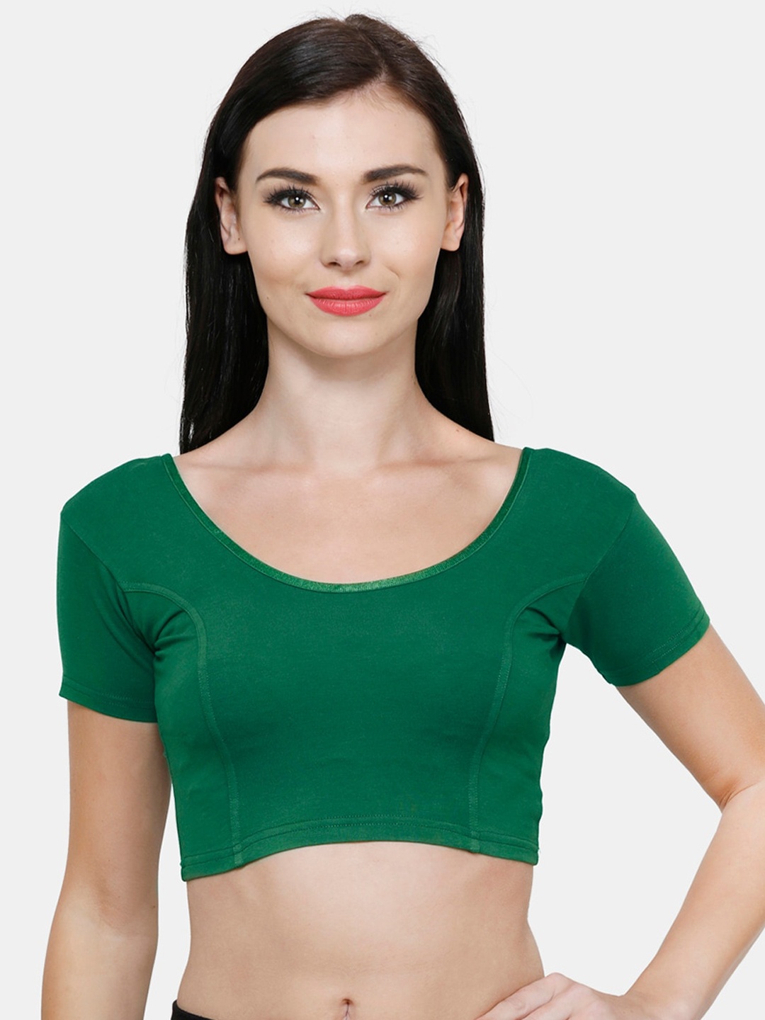 

Vami Women Green Solid Stretchable Readymade Saree Blouse