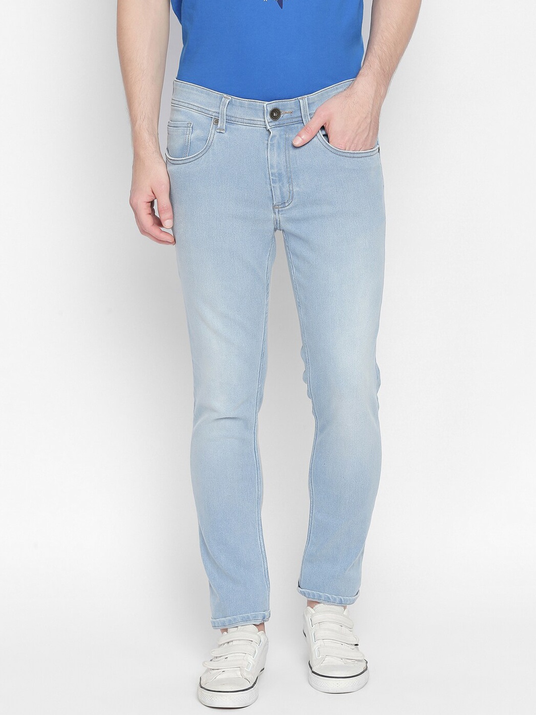 Basics Men Blue Skinny Fit Low-Rise Clean Look Jeans