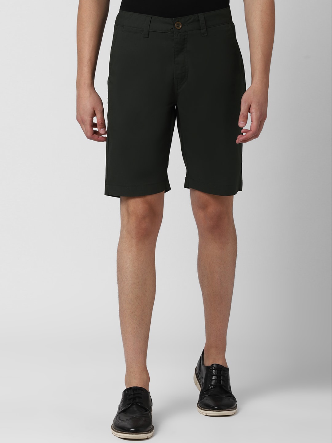 

Peter England Casuals Men Olive Green Solid Regular Fit Shorts