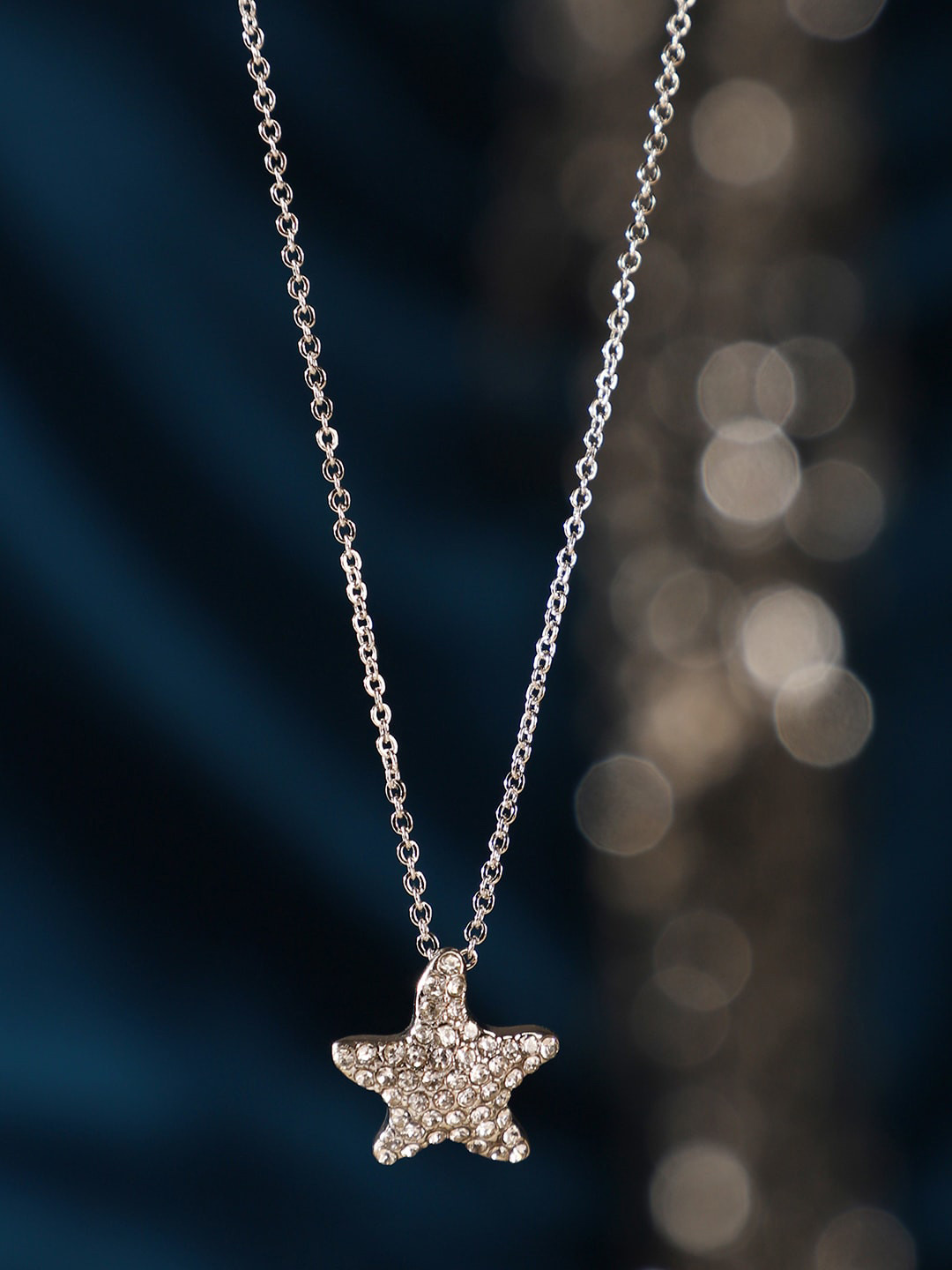 

ANIKAS CREATION Gold-Plated White AD-Studded Handcrafted Pendant With Chain