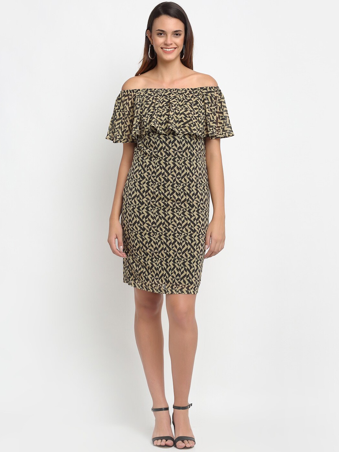 

Aujjessa Women Black Printed Sheath Dress