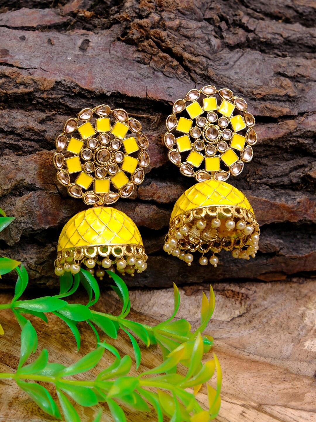 

Crunchy Fashion Yellow Contemporary Jhumkas