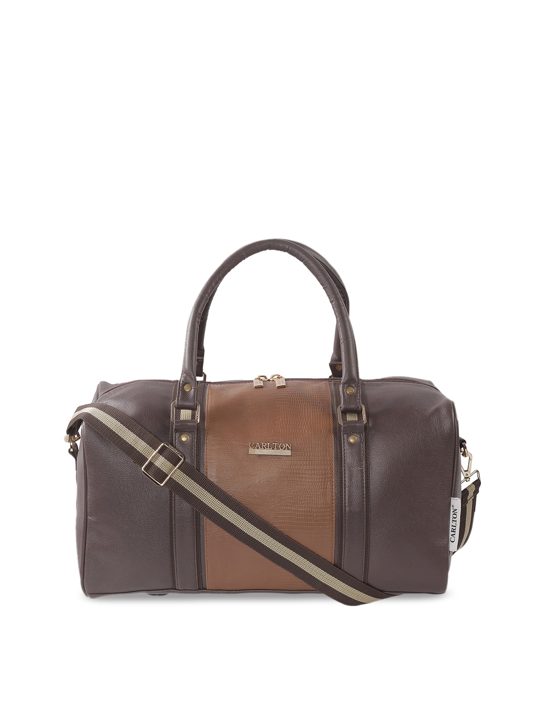 

Carlton London Brown Textured Water Repellant Medium Duffel Bag