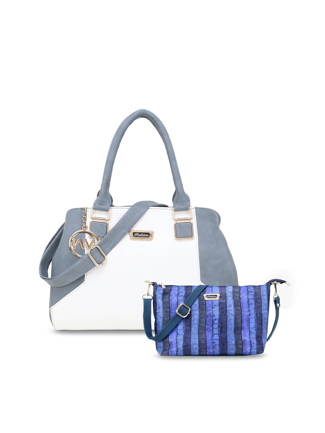 

WOMEN MARKS Grey & White Colourblocked Handheld Bag with Sling Bag