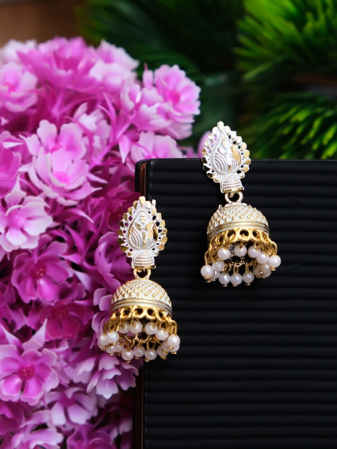 

Crunchy Fashion White Contemporary Jhumkas