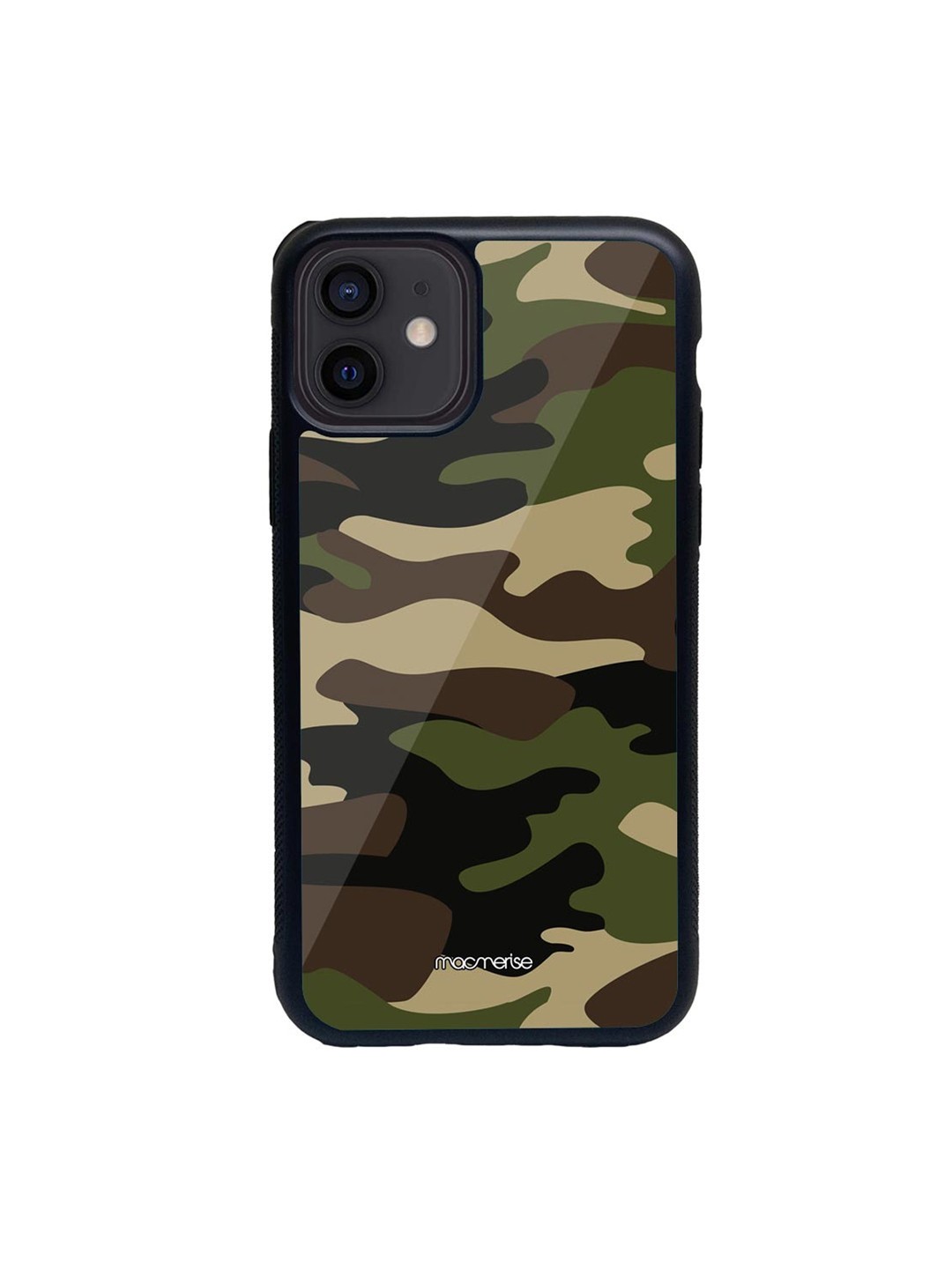 

macmerise Black & Brown Camo Military Glass iPhone 12 Phone Case