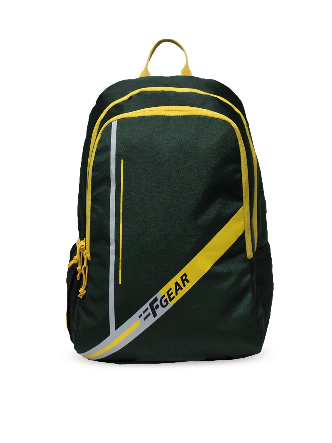 F Gear Unisex Green & Yellow Brand Logo Contrast Detail Backpacks
