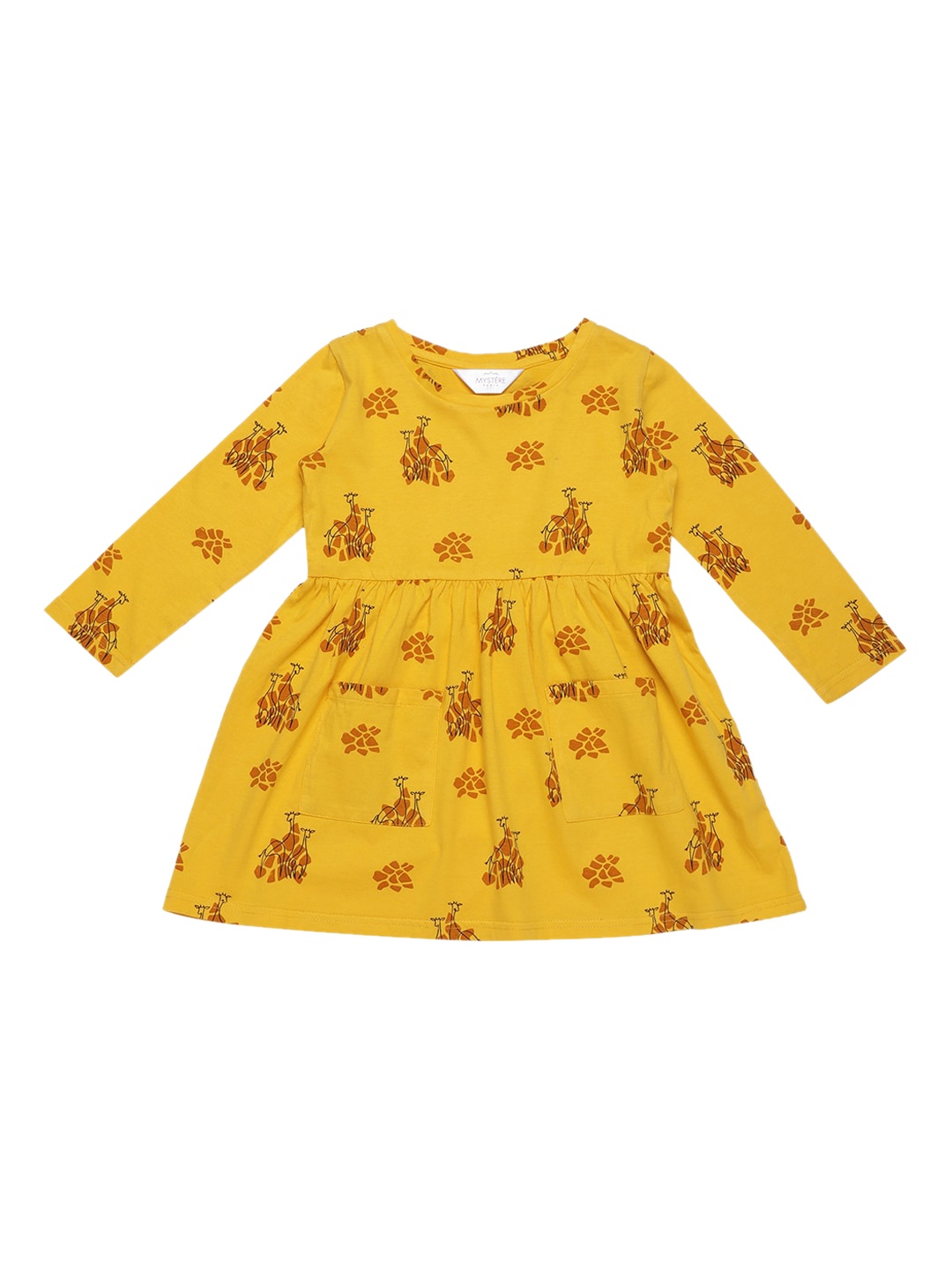 

Mystere Paris Girls Yellow & Brown Printed Nightdress