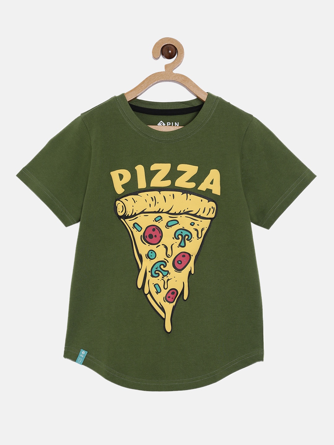 

3PIN Boys Olive Green Printed Round Neck T-shirt