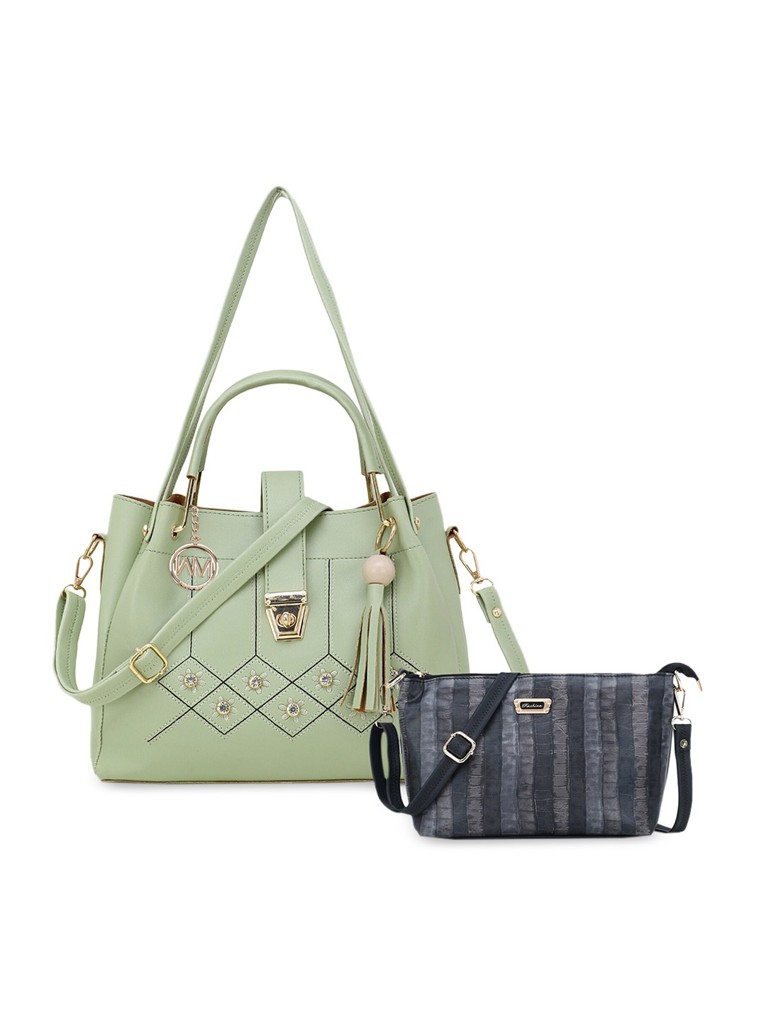 

WOMEN MARKS Green Textured Handheld & Sling Bag